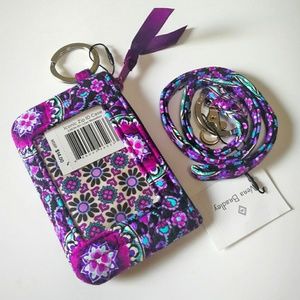 Lanyard & Iconic Zip ID Case in Lilac Medallion